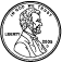 US Coin - 1 penny - 1 cent (Black/White)