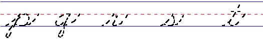 Cursive lowercase letters: p, q, r, s, t