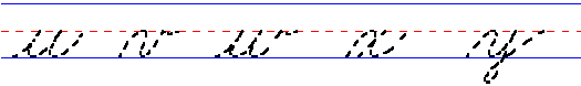 Cursive lowercase letters: u, v, w, x, y