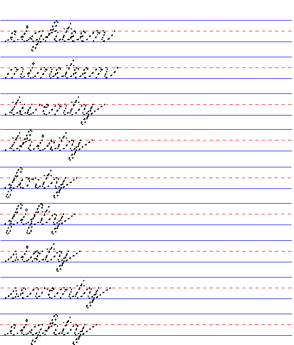 Cursive Handwriting Worksheets Numbers 18