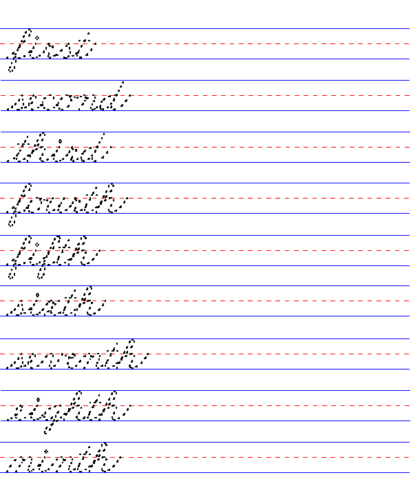 Handwriting for Kids - Cursive - Numbers: First - Ninth