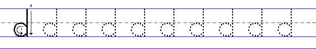 Lowercase a solid line AD and dotted