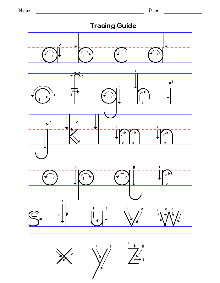 Manuscript Alphabet Tracing Guide - lowercase