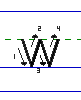 Solid w lowercase with arrows animated