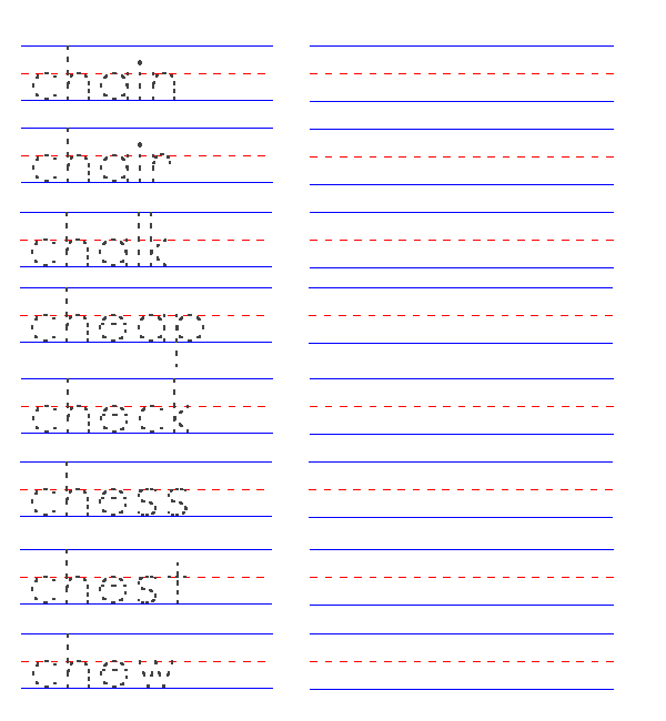 Word Combinations (chain, chair, chalk, cheap, check, chess, chest, chew)