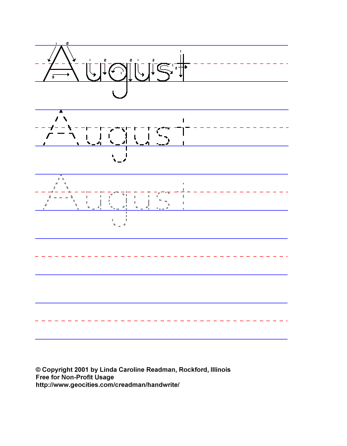 August Worksheet