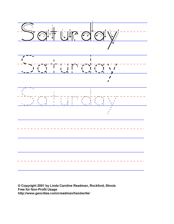 Saturday Worksheet