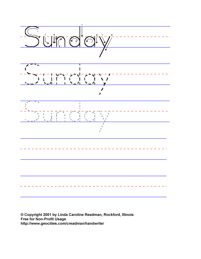 Sunday Worksheet
