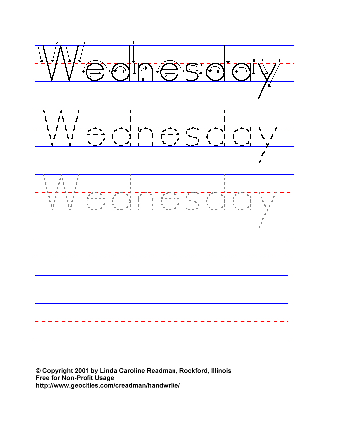 Wednesday Worksheet