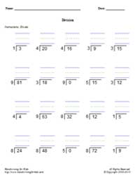 Math - Division 1 Worksheet