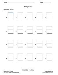 Customized Multiplication Worksheet Sample