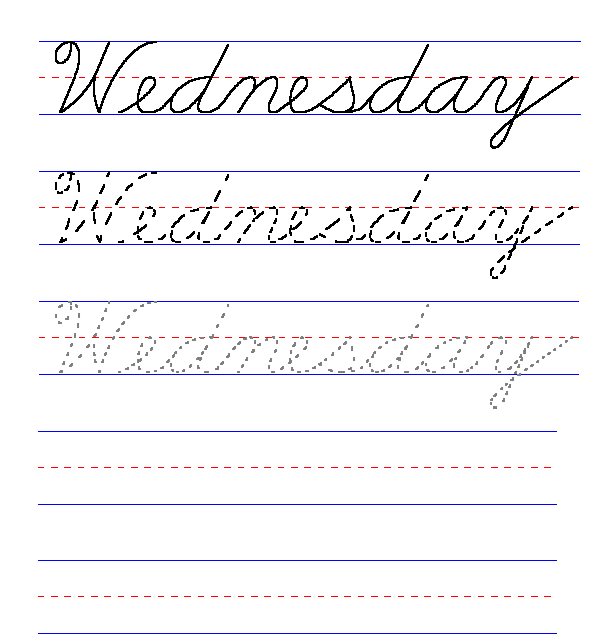 Handwriting for Kids - Cursive - Day of the Week - Wednesday