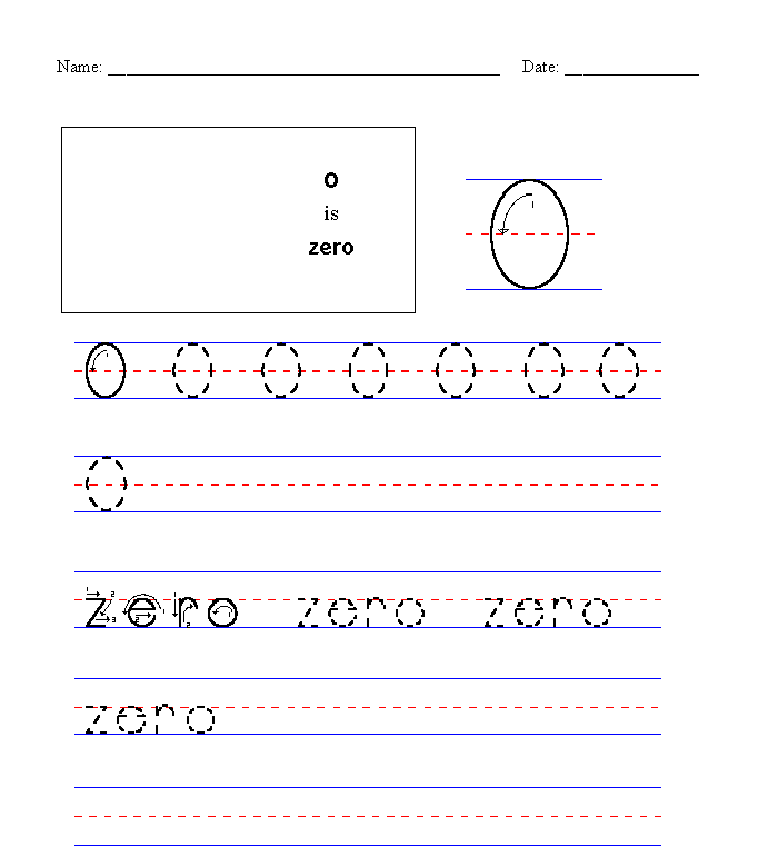 Tracing Guide - Number - Zero (0)